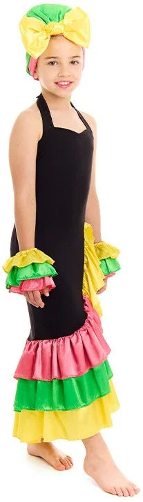 Disfraz de Rumbera Negro para Niña Rumberos y Caribeños Partilandia